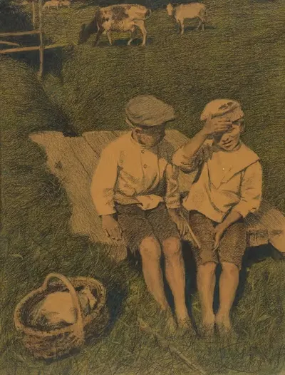 Shepherd Boys by Hilding Nyman, 1903 — digital art print download