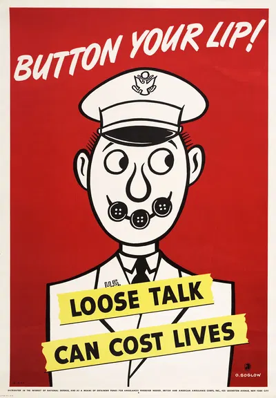 Button your lip! Loose talk can cost lives by Otto Soglow, 1942 — digital art print download