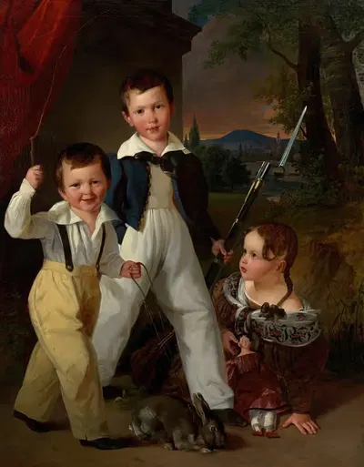 Карл, Маттиас и Кэтрин Висгрилл в детстве by Иоганн Маттиас Ранфтль, 1832 — digital art print download