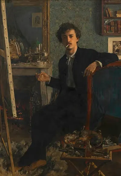 Автопортрет у камина by Иоганн Виктор Крамер, 1889 — digital art print download