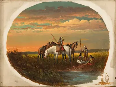 A Halt on the Prairie for a Smoke by John Mix Stanley — digital art print download