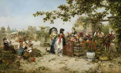 The Flower Market by José Benlliure y Gil — digital art print download