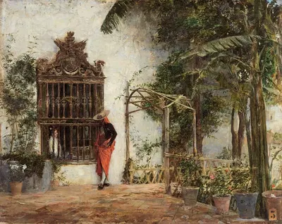 Courting by the Window Grille by José Moreno Carbonero, 1874 — digital art print download