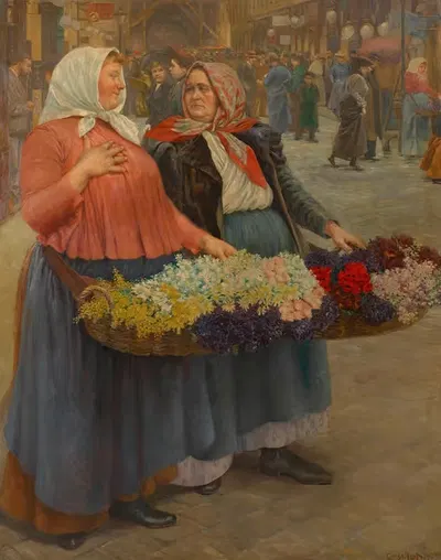 Цветочная девушка by Йозеф Энгельхарт, 1903 — digital art print download