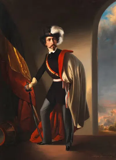 Автопортрет как командир Академической легиона by Иосиф Маттиас Айгнер, 1849 — digital art print download