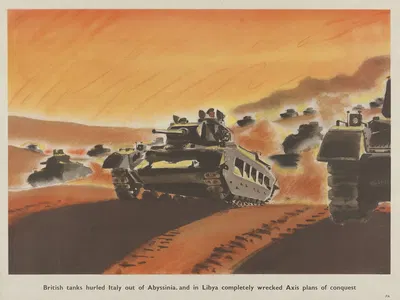 British tanks hurled Italy out of Abyssinia, and in Libya completely wrecked Axis plans of conquest by Роланд Дэвис —…