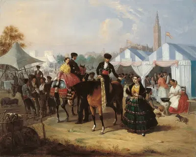 На ярмарке в Севилье by Мануэль Кабрал Агуадо Бехарано, c. 1855 — digital art print download