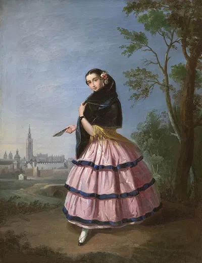 Seville Maja by Manuel Cabral Aguado Bejarano, c. 1850 — digital art print download