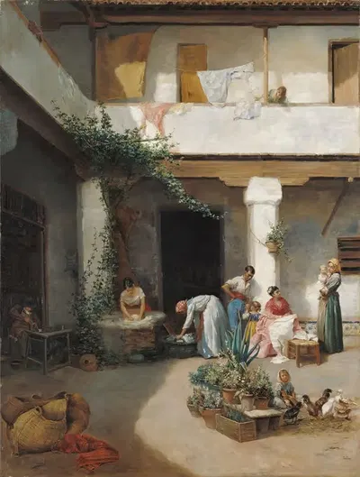 Мытье во дворе by Мануэль Уссель де Гимбарда, 1877 — digital art print download