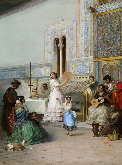Жанровая сцена в Алькасаре Севильи by Мануэль Уссель де Гимбарда, 1872 — digital art print download