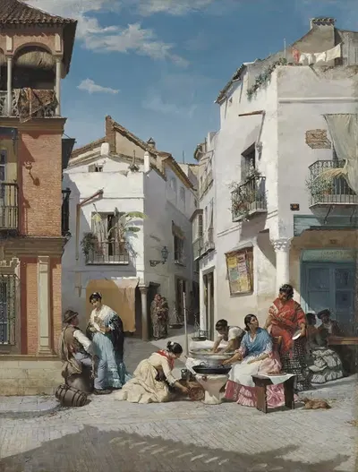 Продавцы роскильи в углу Севильи by Мануэль Уссель де Гимбарда, 1881 — digital art print download