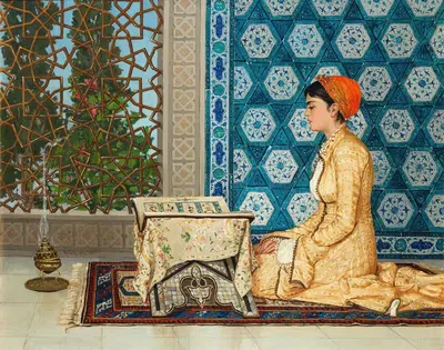 Молодая женщина читает by Осман Хамди-бей, c 1880 — digital art print download