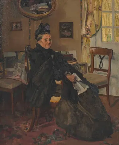 В ожидании (сидящая старая женщина) by Отто Бруенауэр, 1912 — digital art print download