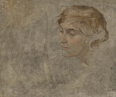 Ölskizze mit Portrait einer Frau by Susanne Renate Granitsch — digital art print download