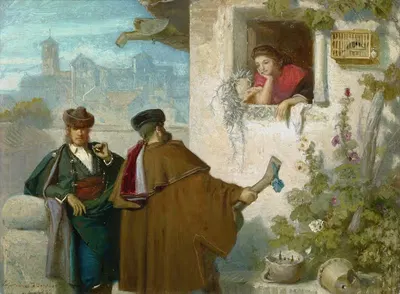 Свидание (Пеландо ла пава) by Валериано Домингес Беккер, 1863 — digital art print download