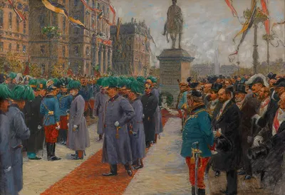 Jahrhundertfeier der Völkerschlacht von Leipzig vor dem Schwarzenberg-Denkmal by Wilhelm Gause, 1913 — digital art print…
