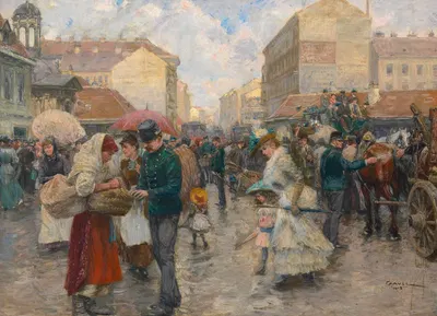 Die Favoritenlinie (im Jahre 1890) by Wilhelm Gause, 1913 — digital art print download