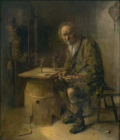 A man seated in an interior with a pipe by Abraham Diepraam — digital art print download