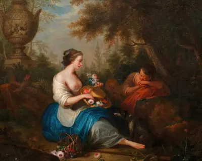 Эротическая сцена в саду by Адам Иоганн Браун, 1784 — digital art print download