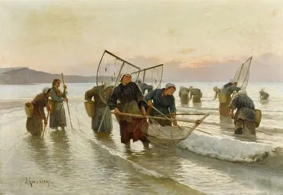 Ловля креветок в Нормандии by Алексей Данилович Кившенко — digital art print download