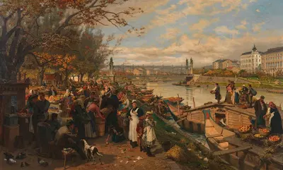 Фруктовый рынок на Шанцеле by Алойс Шённ, 1895 — digital art print download
