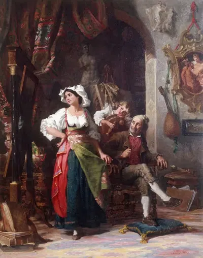 Modèles dans un atelier, pendant l'absence du peintre by Auguste Dutuit, 1869 — digital art print download