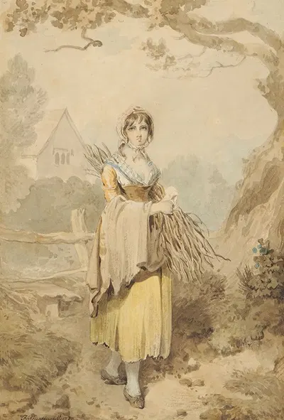Girl Gathering Firewood by Francis Wheatley, 1789 — digital art print download