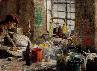 The Painter's Workshop by Fredrik Kolstø, 1885 — digital art print download