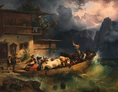 Альпийское судно в бурю by Фридрих Август Маттиас Гаурманн, 1834 — digital art print download