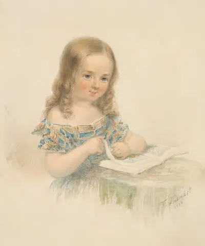 Девушка с книгой by Фридрих Девахт, 1850 — digital art print download
