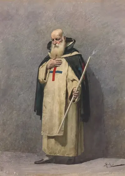 An Elderly Priest Standing by Giuseppe Aureli, 1888 — digital art print download
