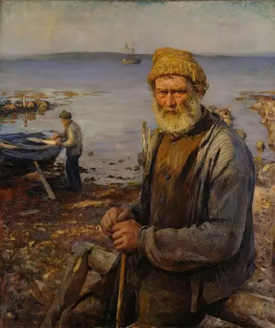 The old Fisherman by Hans Heyerdahl, 1891 — digital art print download