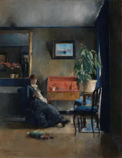 Blue Interior by Harriet Backer, 1883 — digital art print download
