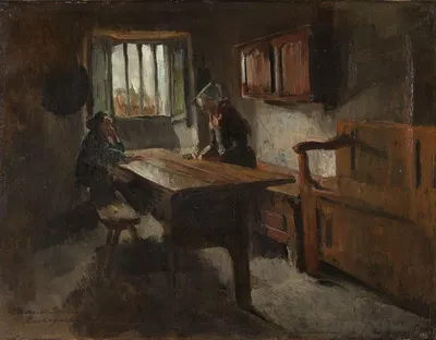 Farm Interior from Rochefort-en-terre, Brittany by Harriet Backer, 1881 — digital art print download