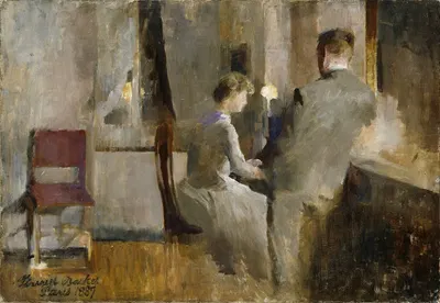 Music, Interior from Paris by Harriet Backer, 1887 — digital art print download
