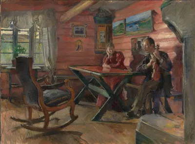 The Living Room at Kolbotn, (Hulda and Arne Garborg's home) by Harriet Backer, 1896 — digital art print download