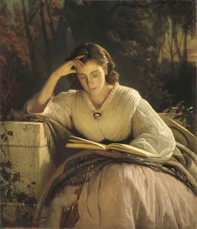 Женщина с книгой, портрет жены художника by Иван Крамской, 1863 — digital art print download