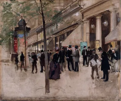 Бульвар Монмартр, перед театром Варьете, днем by Жан Бера, 1885 — digital art print download