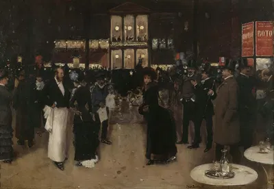 Бульвар Монмартр, ночью, перед театром Варьете by Жан Бера, 1885 — digital art print download