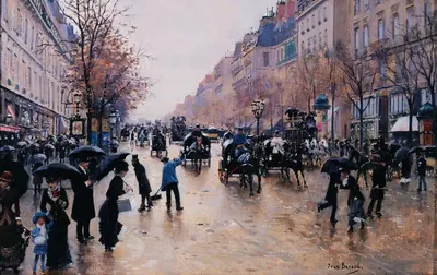 Бульвар Пуарссоньер под дождем by Жан Бера, 1880 — digital art print download