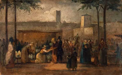 Le Marché aux fleurs by Jean-François Demay, 1839 — digital art print download