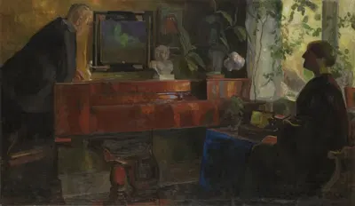 Интерьер с художниками Олуфом и Крисом Вольд-Торне by Торвальд Эрихсен, 1900-1904 — digital art print download