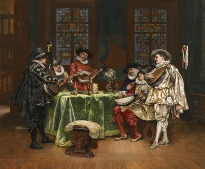 Интерьер с трубадурами by Адольф-Александр Лесрель, 1899 — digital art print download