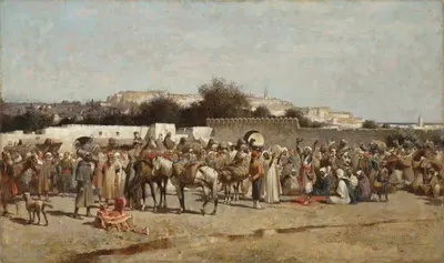 Оживленный рынок у городской стены, Танжер by Альфред Уордсворт Томпсон, 1889 — digital art print download