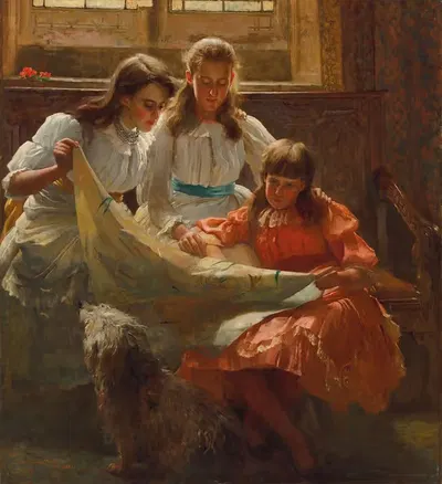 Урок чтения by Артур Треветин Ноуэлл, 1887 — digital art print download