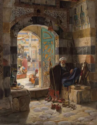 Warden of the Mosque, Damascus by Gustav Bauernfeind, 1891 — digital art print download