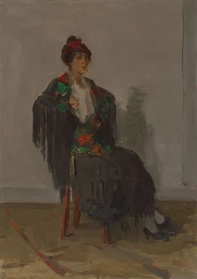 Seated lady in a Spanish dress by Isaac Israëls — digital art print download