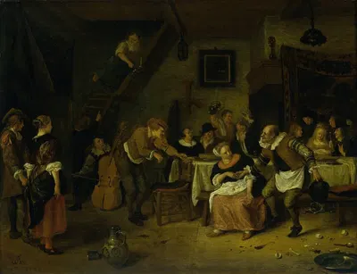 Peasant wedding by Jan Steen, 1672 — digital art print download