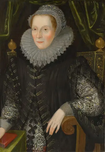 Portrait of Joan Stint, Mrs George Evelyn by John Bettes the Younger, 1550-1613 — digital art print download