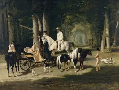 Месье и мадам Моссельман и их две дочери by Альфред Де Дрю, 1848 — digital art print download